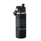 Branded Vacuum Bottle with Sip Straw Handle in Black