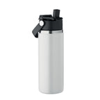Branded Vacuum Bottle with Sip Straw Handle in White