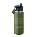 Branded Vacuum Bottle with Sip Straw Handle in Green