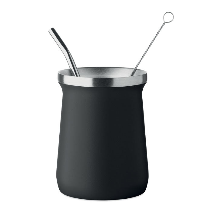 Branded Double Wall Yerba Mate Cup in Black