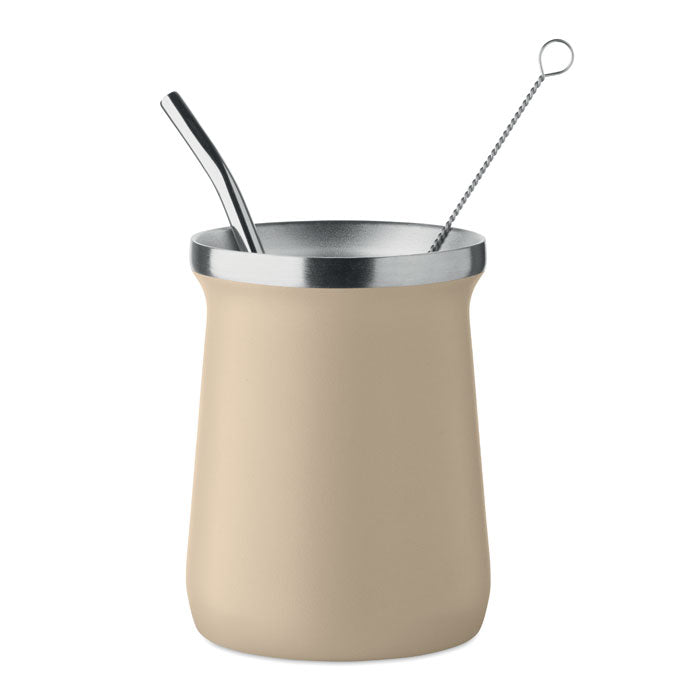 Branded Double Wall Yerba Mate Cup in Brown