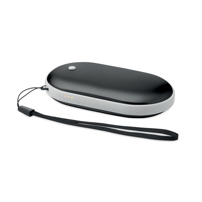 Branded Aluminium Electric Hand Warmer with Power Bank in Black