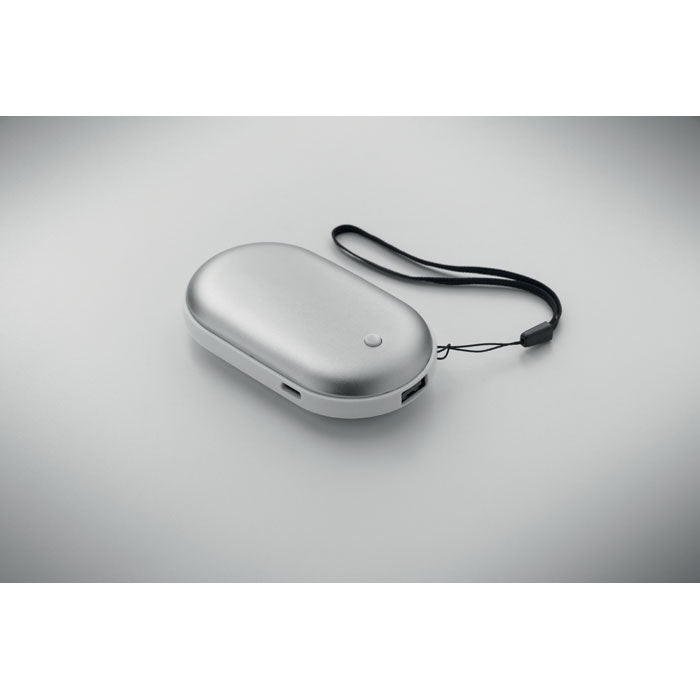 Branded Aluminium Electric Hand Warmer with Power Bank in use