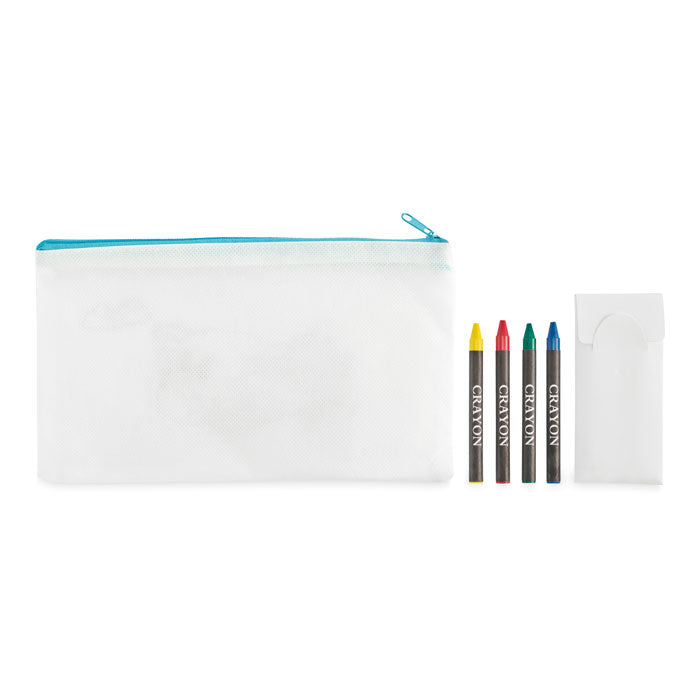 Branded Non-Woven Pencil Case with Crayons without branding
