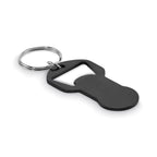 Branded Recycled Aluminium Bottle Opener Token Key Ring in Black