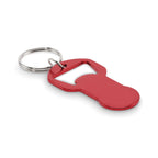 Branded Recycled Aluminium Bottle Opener Token Key Ring in Red