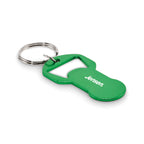 Branded Recycled Aluminium Bottle Opener Token Key Ring in Green