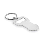 Branded Recycled Aluminium Bottle Opener Token Key Ring in Silver