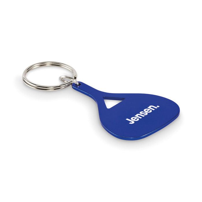 Branded Recycled Aluminium Paddle Key Ring in Blue