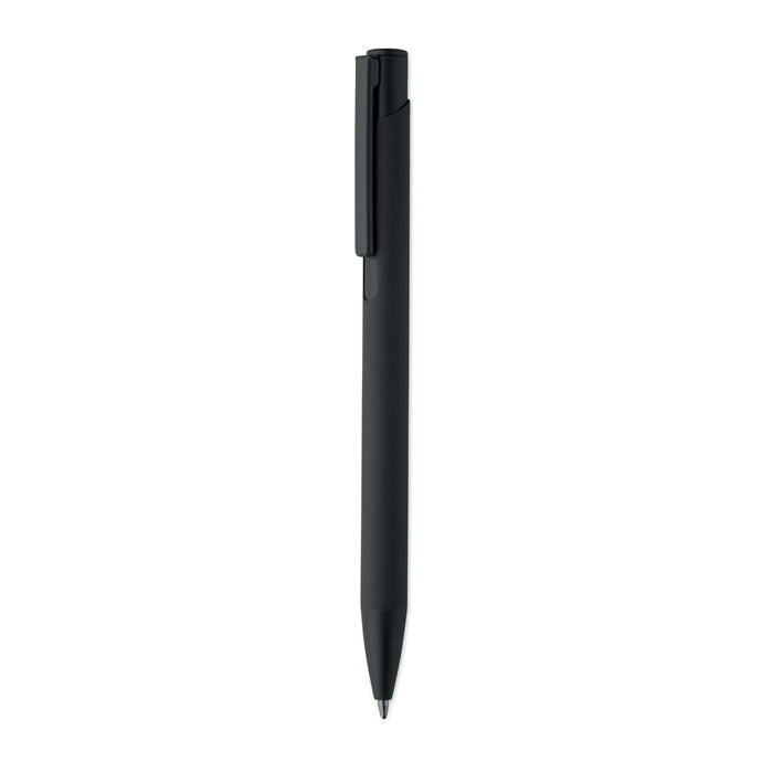 Branded Recycled Aluminium Pen with Rubberised Barrel in Black