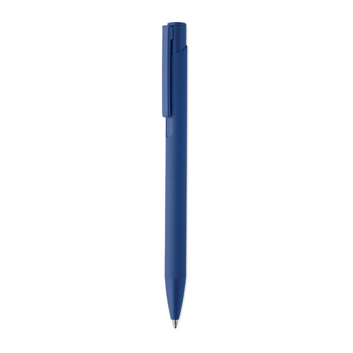 Branded Recycled Aluminium Pen with Rubberised Barrel in Blue