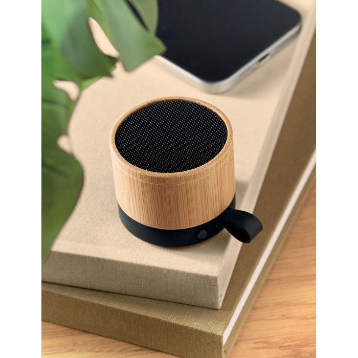 Branded Bamboo 5.1 Wireless Speaker in use