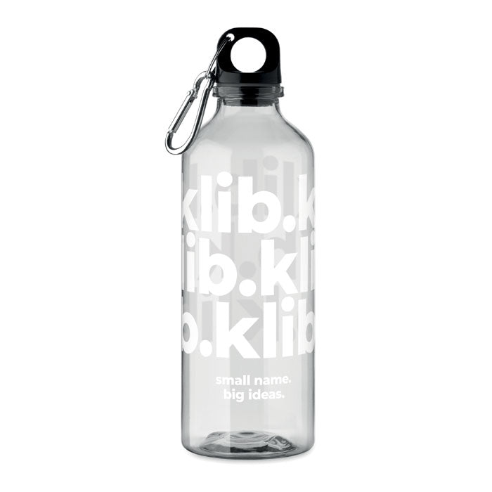 Branded RPET Bottle with Carabiner - 500ml in White