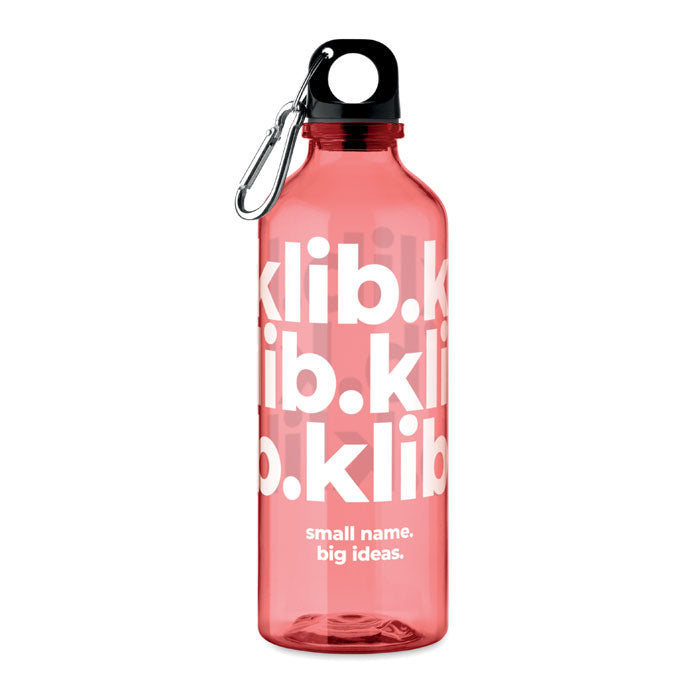 Branded RPET Bottle with Carabiner - 500ml in Red