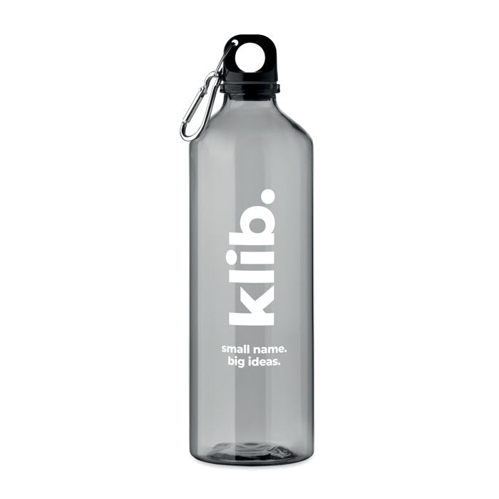 Branded RPET Bottle with Carabiner - 750ml in Grey