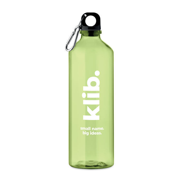 Branded RPET Bottle with Carabiner - 750ml in Green