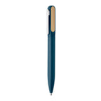 Branded Recycled Aluminium Twist Pen with Bamboo Clip in Blue
