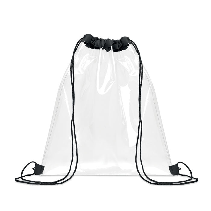 Branded Transparent Drawstring Bag in Black