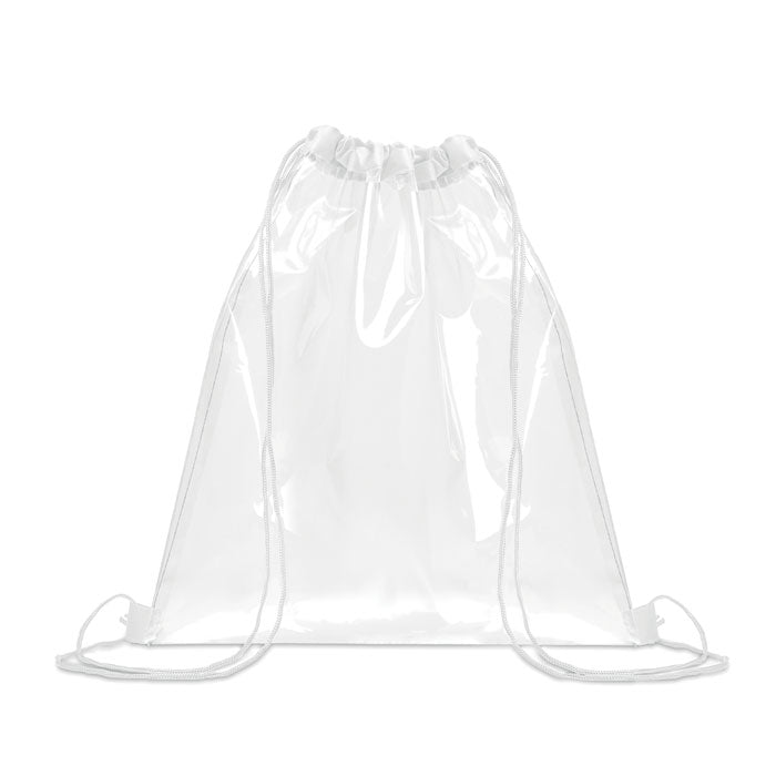 Branded Transparent Drawstring Bag in White