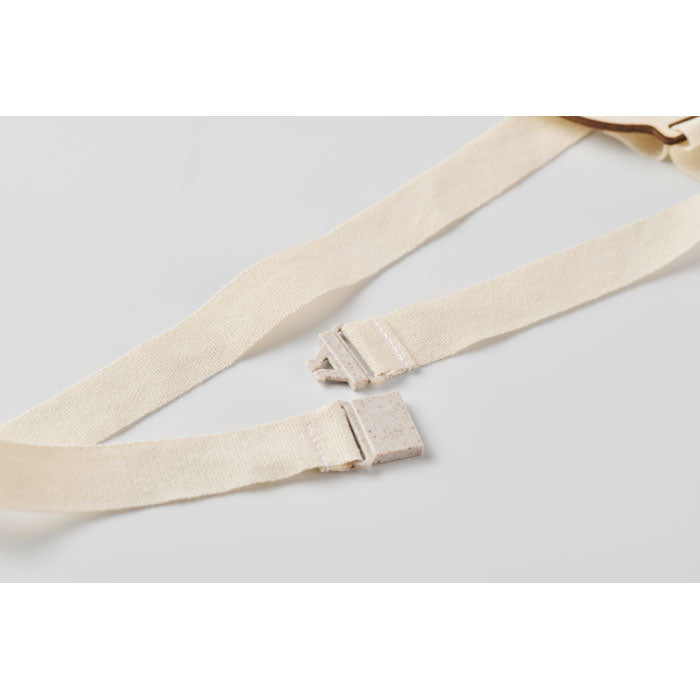 Branded Wooden Medal with Cotton Strap in use