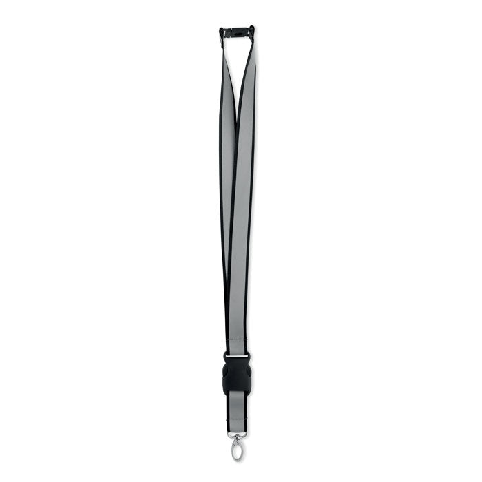 Branded Reflective RPET Lanyard in Black