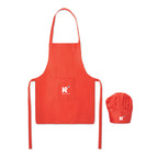 Branded Kids Chef Hat and Apron Set in Red
