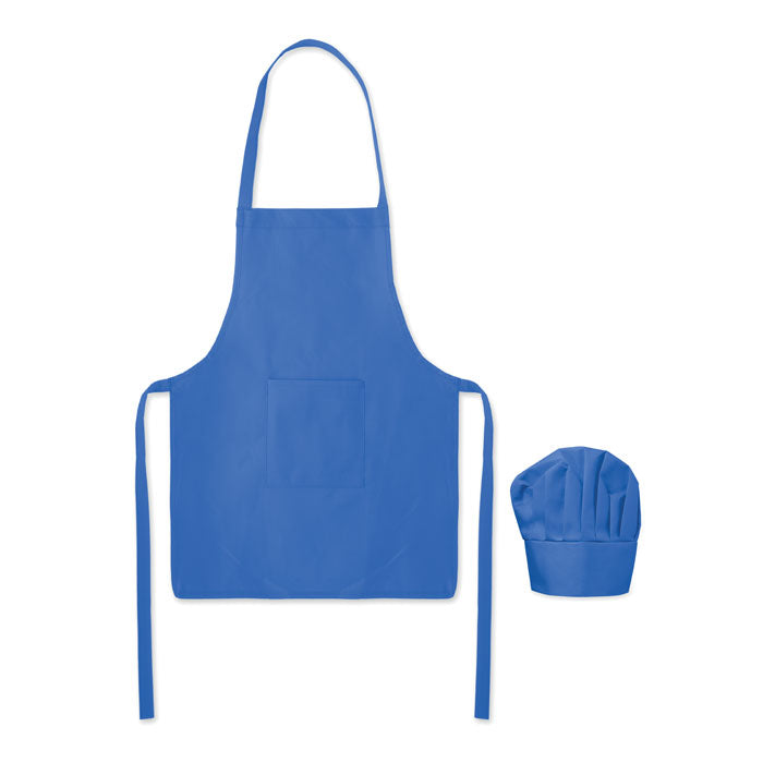 Branded Kids Chef Hat and Apron Set in Blue