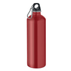 Branded Recycled Steel Bottle with Carabiner - 1000ml in Red