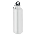 Branded Recycled Steel Bottle with Carabiner - 1000ml in White