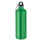 Branded Recycled Steel Bottle with Carabiner - 1000ml in Green