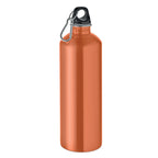 Branded Recycled Steel Bottle with Carabiner - 1000ml in Orange