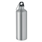 Branded Recycled Steel Bottle with Carabiner - 1000ml in Silver