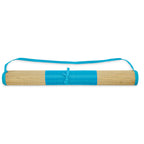 Branded Natural Straw Roll-Up Beach Mat in Blue