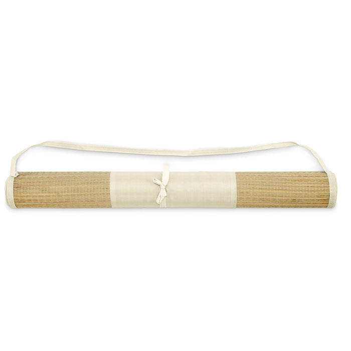 Branded Natural Straw Roll-Up Beach Mat in Brown