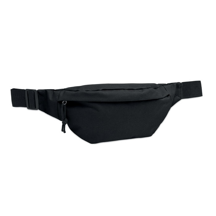 Branded Waist Bag in 600D RPET 24 x 12 x 6cm in Black