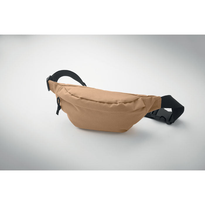 Branded Waist Bag in 600D RPET 24 x 12 x 6cm in use