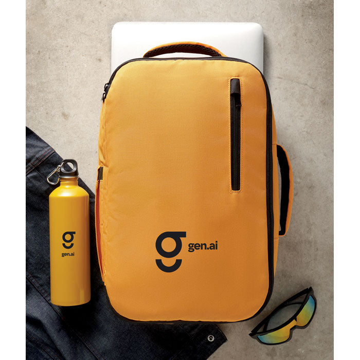 Branded Cabin Size Carry on Backpack 25 x 20 x 40cm in use