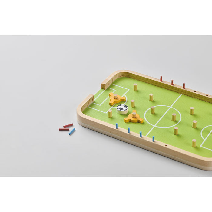 Branded Wooden Soccer Game in use