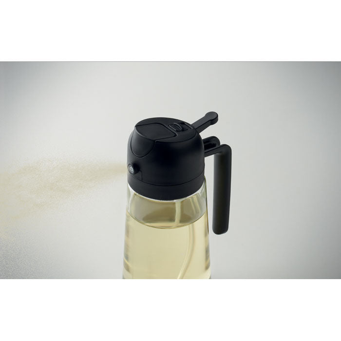 Branded Glass Oil Dispenser and Sprayer 450ml in use