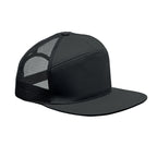 Branded 7 Panel Flat Visor Cap in Black