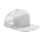 Branded 7 Panel Flat Visor Cap in White