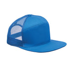 Branded 7 Panel Flat Visor Cap in Blue