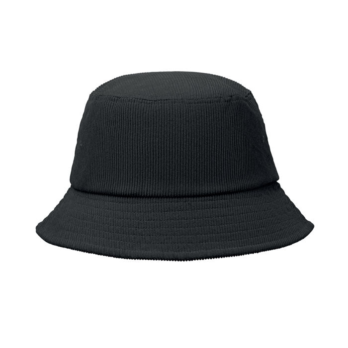 Branded Corduroy Bucket Hat in Black