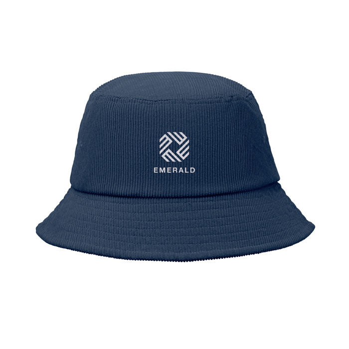 Branded Corduroy Bucket Hat in Blue