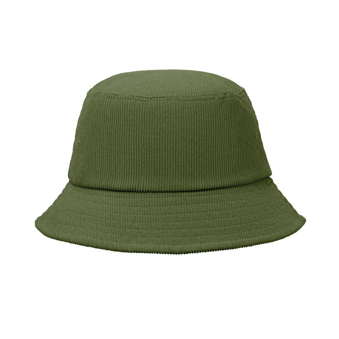 Branded Corduroy Bucket Hat in Green