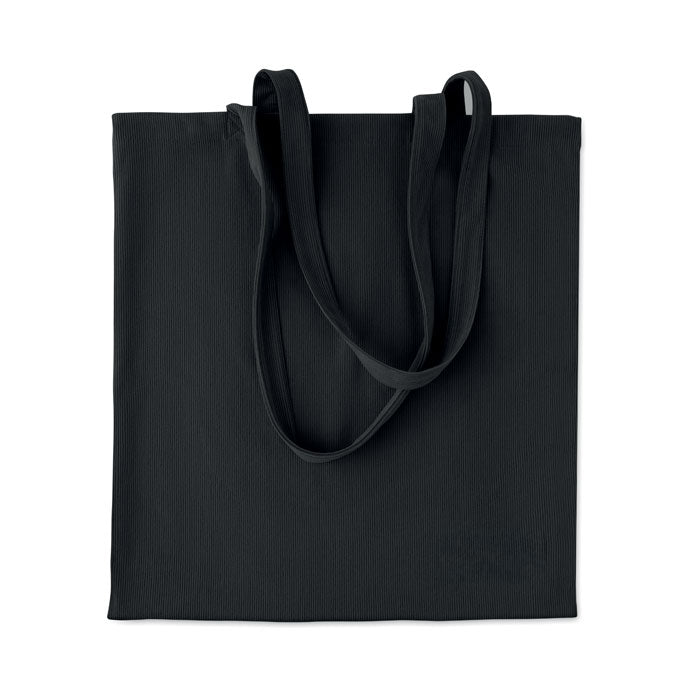 Branded Corduroy Shopping Bag in Black