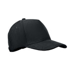 Branded Corduroy 5 Panel Baseball Cap in Black