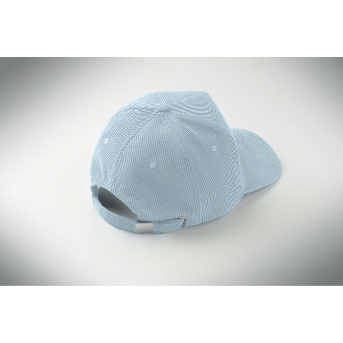 Branded Corduroy 5 Panel Baseball Cap in use