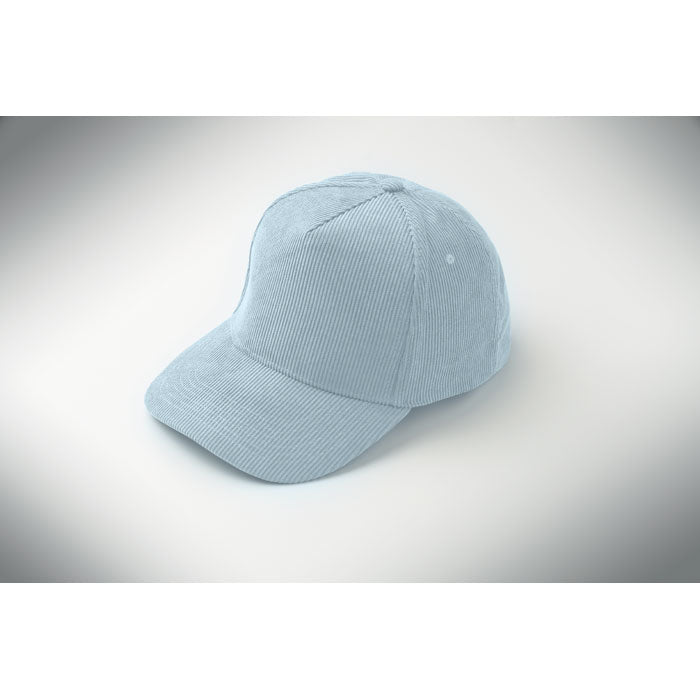 Branded Corduroy 5 Panel Baseball Cap in use