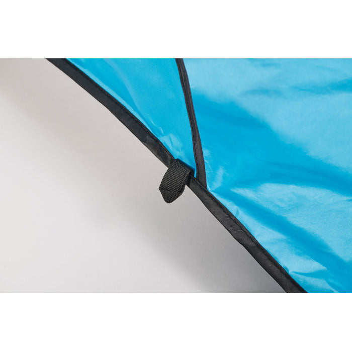 Branded Two-Person Beach Tent in use